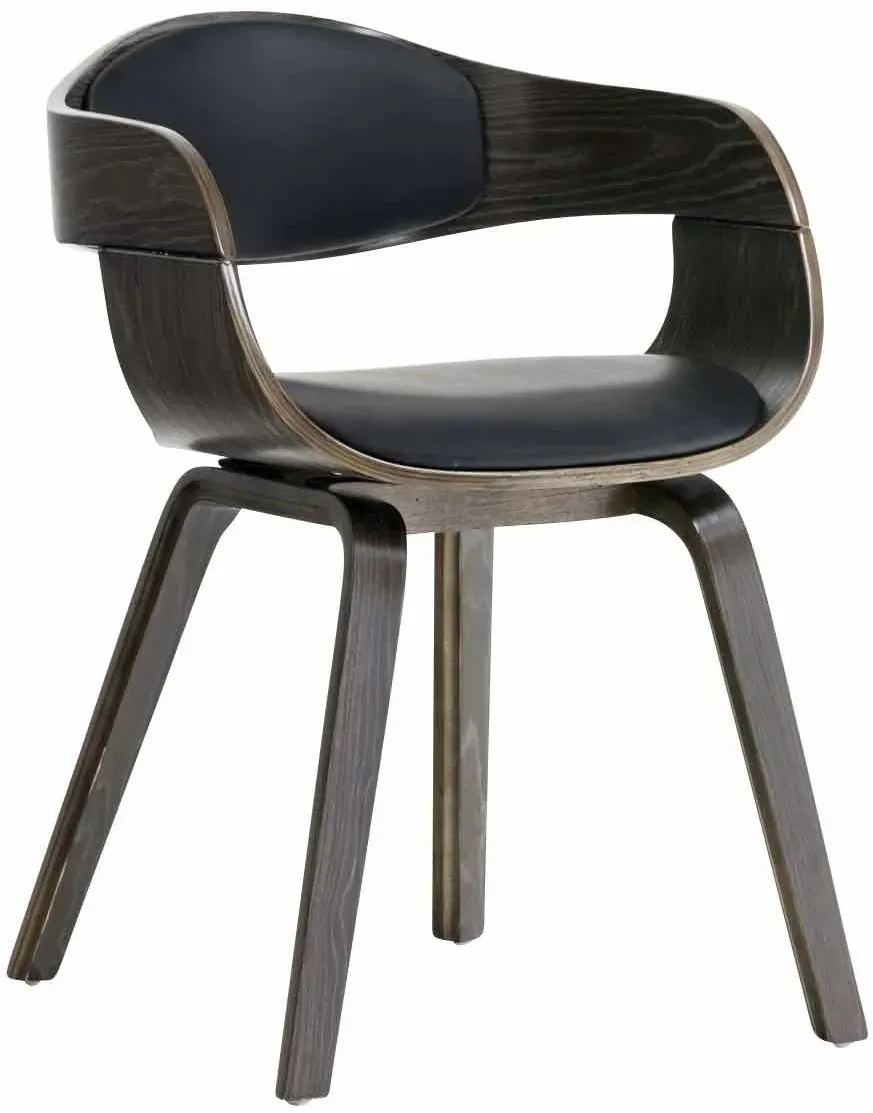 DELUKE® Besucherstuhl LONDON Kunstleder - 73x49x46cm, Schwarz/Grau | Kunstleder | Holz Gestell | Konferenzstuhl Wartezimmerstuhl