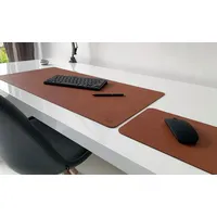 Profi Mats Schreibtischunterlage Schreibtischunterlage Just Kunst Leder 80x38cm mit Mauspad 29x20cm braun