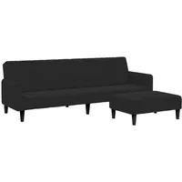 VidaXL Schlafsofa 2-Sitzer mit Fußhocker Schwarz Samt - Schwarz