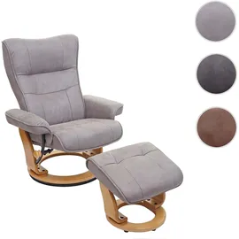 MCA Furniture Relaxsessel Edmonton Stoff/Textil 130 kg belastbar 130 x 130 x 130 cm hellgrau/naturbraun mit Hocker