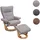MCA Furniture Relaxsessel Edmonton Stoff/Textil 130 kg belastbar 130 x 130 x 130 cm hellgrau/naturbraun mit Hocker
