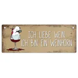 trendaffe Honeycorns Metallschild mit Einhorn Motiv und Spruch: Ich liebe Wein ich bin ein Weinhorn