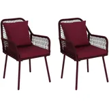 Proregal Gartenstuhl Aluminium Seilgeflecht Bordeaux 2er Set