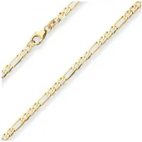 Schmuck Krone Goldarmband 3,3mm Armband Figarokette diamantiert aus 585 Gelbgold 19cm, Gold 585 goldfarben