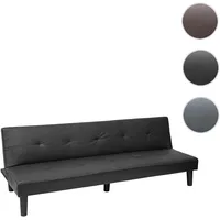 Mendler 3er-Sofa HWC-G11, Couch Schlafsofa Gästebett Bettsofa Klappsofa, Schlaffunktion 195cm Kunstleder, schwarz