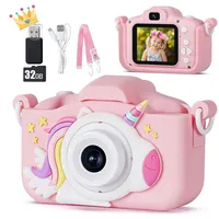 48 MP Kinderkamera für Mädchen Jungen 3-12 Jahre, 1080P Digitalkamera Spielzeug Kinder Kamera, Spielzeug Geschenk für 3 4 5 6 7 8 9 10 Jahre Mädchen, 32 GB SD-Karte und Einhorn Silikonhülle (Rosa)