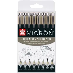 Sakura Pigma Micron, Grau, Hellgrau, Kunststoff, Rund, Tinte auf Wasserbasis, 0,