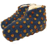 Linke Licardo Bettschuhe Wolle Noppen Blau 40,5