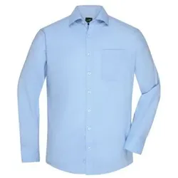 Langarm Herrenhemd Micro-Twill JN682, hellblau, Größe S - hellblau - S