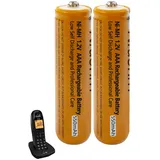 NI-MH Akku für Telefon Gigaset Mobilteil 1.2V 550mAh Akku AAA für Telefon, 2 Stück Wiederaufladbare Batterien AAA für Panosonic Schnurlos Telefone
