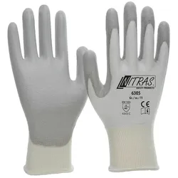 AS Arbeitsschutz Arbeitshandschuhe | weiß/grau | Nitras Schnittschutzhandschuhe | Gr. 6 - 11