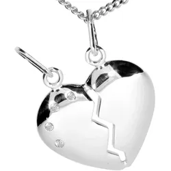 Kette mit Anhänger OSTSEE-SCHMUCK "Ostsee-Schmuck Kette mit Anhänger geteiltes Herz" Gr. 42, silber (silberfarben), Halsketten, Damen, 42cm, Silber 925 (Sterlingsilber), L: 42cm
