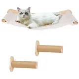 JEOBEST Katzen-Hängematte Katzenhängematte Wand, Kletterwand Katzen inkl. 2x Katzentreppe Wand, Massivholz weiß