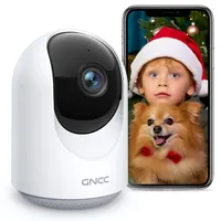 GNCC WLAN IP Kamera Babyphone mit Kamera, 360 Grad WLAN Indoor Hundekamera mit APP, Zwei-Wege-Audio, Bewegungserkennung, Nachtsicht, kompatibel mit Alexa, P1
