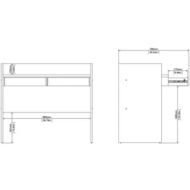 VCM FunctionPlus Schreibtisch 2 Schubladen Nussbaum Nachbildung weiß. - Braun