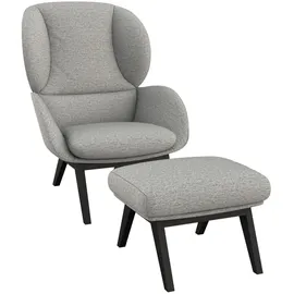 flexlux Ohrensessel FLEXLUX "Adria Designsessel, Loungesessel", grau (sophisto grau), B:78cm H:100cm T:96cm, 100% Polyester, Sessel, Ohrensessel, Stil & Komfort, organische Form, Fuß Holz schwarz