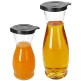Mambocat 2x MIA MISURA Wein-Karaffe mit Deckel schwarz 0,5L & 1L geeicht Glas-Krug Saft,
