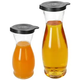 Mambocat 2x MIA MISURA Wein-Karaffe mit Deckel schwarz 0,5L & 1L geeicht Glas-Krug Saft,