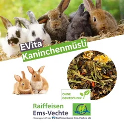 EVita Kaninchenmüsli 20kg, Kaninchenfutter Müsli für Kaninchen ohne Ge
