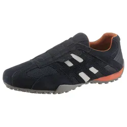 Slip-On Sneaker GEOX "UOMO SNAKE", Herren, Gr. 40, blau (dunkel, blau), Veloursleder, Textil, sportlich, Schuhe, Slipper, Freizeitschuh mit Ziernähten und mit Geox Spezial Membrane
