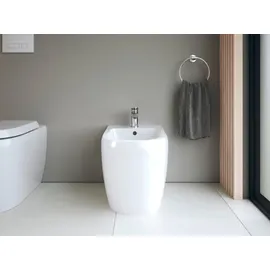 Duravit Collection One Standbidet, 1 Hahnloch, Überlauf, Hahnlochbank, weiß mit HygieneGlaze