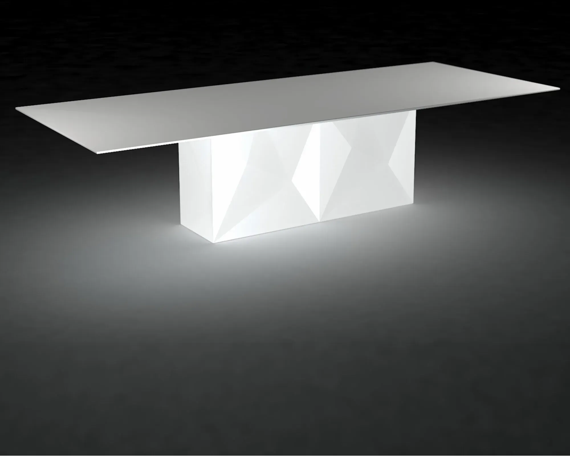 Vondom »FAZ« Outdoor Säulentisch - LED-Beleuchtung 200x100 cm / Weiss / LED Weiss
