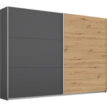 Rauch Schwebetürenschrank RAUCH "AURELIO Kleiderschrank Garderobe TOPSELLER OTTO ́s CHOICE", grau (graumetallic, eiche artisan), B:261cm H:210cm T:59cm, Holzwerkstoff, Schränke, Schwebetürenschrank, 3 verschiedene Ausstattungsvarianten Griffe aus Metall MADE IN