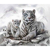 Pracht Creatives Hobby GmbH Diamond Painting Weiße Tigermama mit Jungtier 40x30 cm