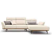 hülsta sofa Ecksofa hs.460, Sockel in Nussbaum, Winkelfüße in Umbragrau, Breite 298 cm weiß