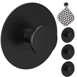 Relaxdays Selbstklebende Haken im 4er Set Schwarz