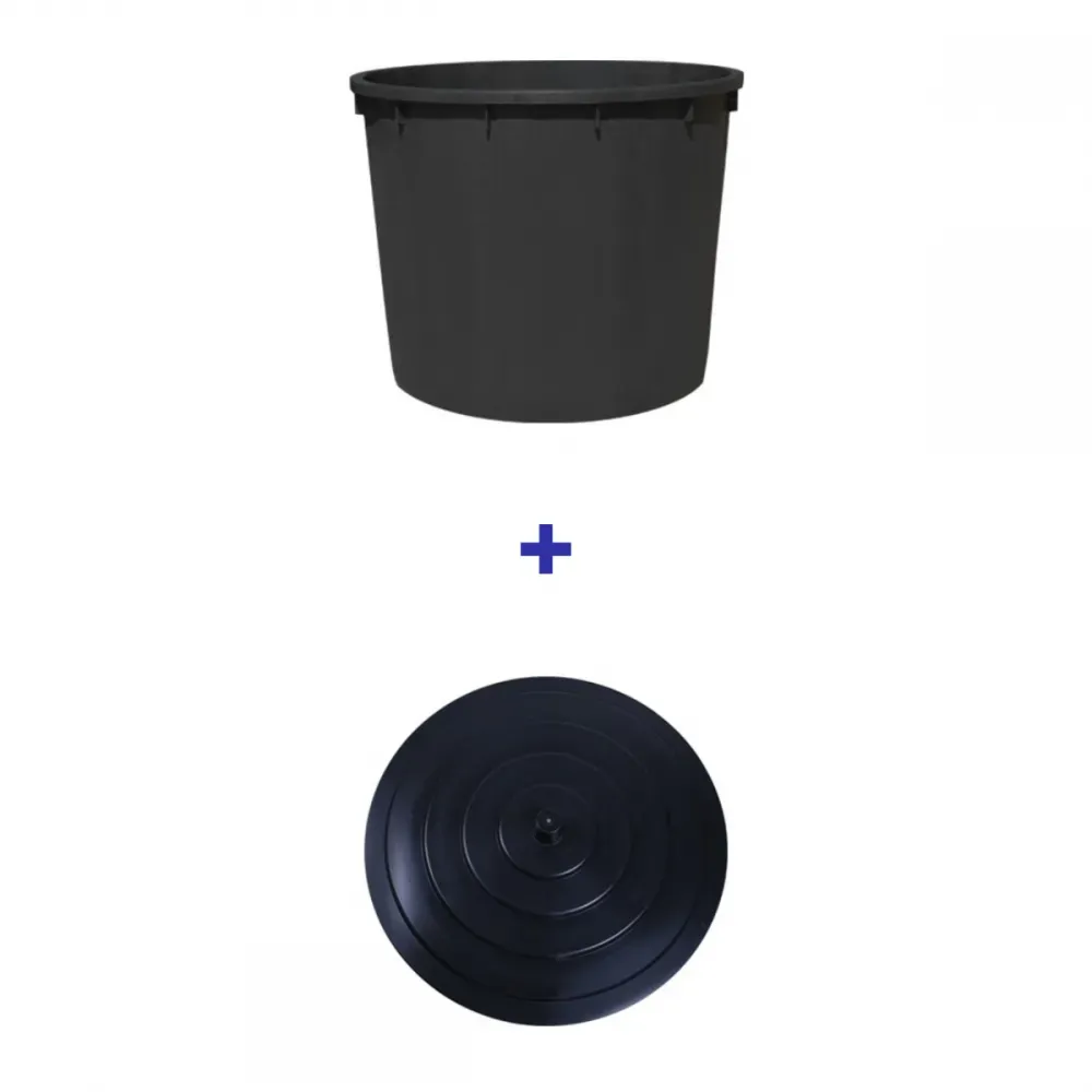 Hardwex Bottich 700 l Schwarz + Deckel