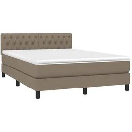 vidaXL Boxspringbett mit Matratze & LED Taupe 140x200 cm Stoff