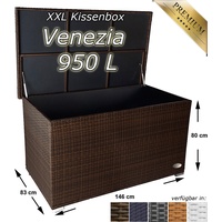 Kissenbox Auflagenbox Gartentruhe Gartenbox Truhe Box Polyrattan Rattan Braun XL