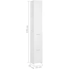 vidaXL Badschrank 25 x 26,5 x 170 cm Weiß Holzwerkstoff