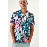 GARCIA Kurzarmhemd »Regular fit«, im Hawaii-Look, blau