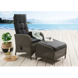 Destiny Sessel »PALMA CASA«, (Set), Aluminium, Polyrattan, inkl. Fußhocker und Auflagen Destiny vintage grau
