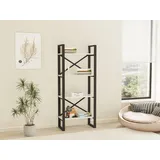 Hanah Home Stylish Wall-Mounted Bookshelf, 66 cm x 150 cm x 32 cm | 100% Melamine Coated Particle Board & Metal Frame | Modern White & Black Design, Space-Saving Solution