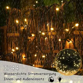 NAIZY Solar Lichterkette aussen 100m 1000LEDs Solar Weihnachtsbeleuchtung Warmweiß Lichtervorhang mit 8 Leuchtmodi Speicherfunktion & Timer & USB IP44