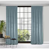Design91 Vorhang Samtvorhänge 140x270 cm 135x300 cm (1 St), Kräuselband, blickdicht, Samt, Wohnzimmer Tunnelzug blau 140 cm x 270 cm