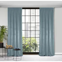 Design91 Vorhang Samtvorhänge 140x270 cm 135x300 cm (1 St), Kräuselband, blickdicht, Samt, Wohnzimmer Tunnelzug blau 140 cm x 270 cm