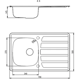 alveus cz Zoom 20 rechts Einbauspüle Edelstahl Leinenstruktur Handbetätigung 790 x 500 mm