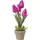 Homescapes Kunstblumen, Tulpen lila im Steinoptik-Topf, 27 cm,
