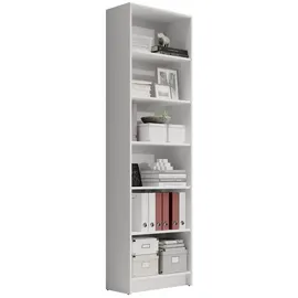 Stella Trading LILLY Regal Weiß - Modernes Bücherregal mit 6 offenen Fächern - Vielseitiges Büro Aktenregal Standregal mit viel Stauraum - 60 x 202 x 28 cm (B/H/T)