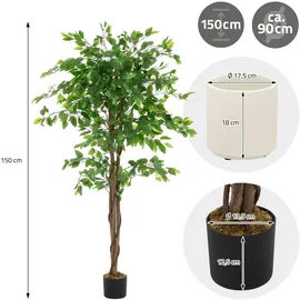 ML-Design Kunstpflanze Ficus 150 cm, mit Naturholzstamm