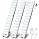 Schrankleuchten, 3er-pack, 5000 K, Kabellose Usb-led-schrankleuchten Mit Bewegungssensor, Wiederaufladbar, Integrierter Magnet, Nachtlicht Für Kleiderschrank, Abstellraum, Treppenhaus, Küche, Flur – 2