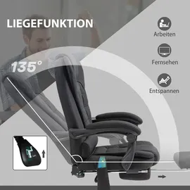 Vinsetto Bürostuhl mit Massagefunktion, Ergonomisch Schreibtischstuhl mit Wärmefunktion, Höhenverstellbar Computerstuhl mit Fernbedienung, Schwarz