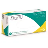 BINGOLD Einmalhandschuhe Vinyl 45PLUS transparent, Größe S, 100-er Pack