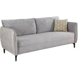 Jockenhöfer 3-Sitzer JOCKENHÖFER GRUPPE "Novara, B: 201 cm", x 85 cm, Velours, grau Einzelsofas mit attraktiver Steppung, Rauten-Biesennähte, frei im Raum stellbar