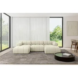 altdecor Wohnlandschaft modulares Sofa Tesso-U1 - 285x160x70 cm Beige Velours