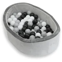 BOJUNGLE Bällebad, Kinderbällebad Schaumstoff, Bällebad mit 120 Bälle, grau